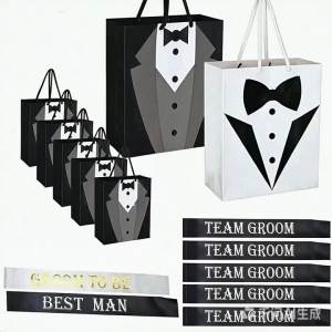 7 Cái Túi Quà Tặng Chú Rể Màu Đen Bộ Dây Đeo Cổ Đội Màu Đen Dành Cho Tiệc Độc Thân Tiệc Cưới Tiệc Đính Hôn Trang Trí Sinh Nhật Quà Tặng Giấy Bìa Cứng