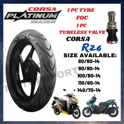 CORSA PLATINIUM R26 TAYAR SCOOTER 80/80-1490/80-14100/80-14110/80-14140/80-14 (TAYAR TERBARU 2022)