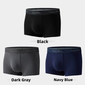 CK&JE Mens Ice Silk Pure Cotton Low Rise Briefs Summer Thin Modal Boxer Shorts Sporty mid Waist U Design Youth Underwear