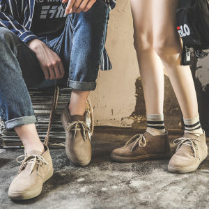 Spring Summer Mens Martin Boots High Top Vintage Leather Shoes Casual mid Top Couple Short Boots Trendy Flat Heel Desert Boots