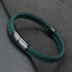 Noter New Bracelet Men Bilayer 4mm Grade A Milan Rope Braslet Bangle Lucky Red Thread Braclet  Stainless Steel Jewelry Armbanden