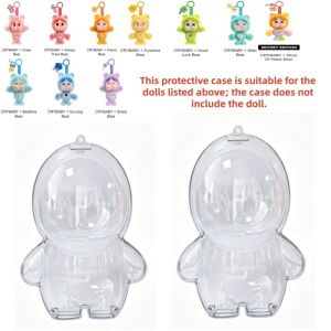 Aitemay 3 cái hộp bảo vệ búp bê vải nhung gấu Care Bear crybaby HD trong suốt hộp lưu trữ Acrylic giá đỡ hiển thị chống bụi cho phụ kiện mặt dây chuyền chìa khóa Hộp đồ chơi sưu tập