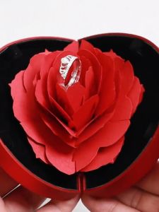 Box Cincin Nikah Lamaran 3D Rose Box Cincin Tunangan Nikah Mewah Estetik / Tempat Cincin Nikah Lamaran / Kotak Cincin Mawar / Kotak Cincin Lamaran / Kotak Hadiah / Promise Ring Box