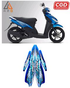 Stiker Striping Lis Les Motor Yamaha Mio Smile 2011 Biru Standar Full Set