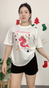 ชุดเซ็ตเก๋ๆ เสื้อยืดแขนสั้น+กางเกงขาสั้น