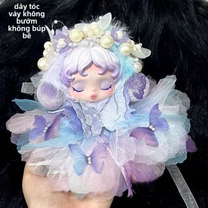 Bộ Váy Bướm Tím Tinh Tế Với Băng Đô Hoa Dành Cho Búp Bê Vinyl Skullpanda Phụ Kiện Búp Bê Vải Dệt Nhẹ Kiểu Vườn Dành Cho Trẻ Từ 14 Tuổi Trở Lên