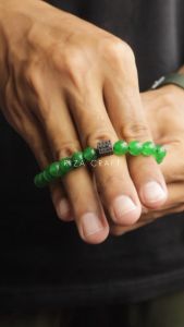 Gelang Giok Hijau Kesehatan Quartzite ASLI China untuk Cowok Cewek Pria Wanita