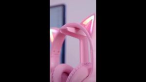 ONIKUMA | Onikuma B90 Pink Cat Ear Gaming Headset RGB Bluetooth 5.0 Wireless Headphones Foldable Design HD Mic For PC Laptop Mobile Gamer