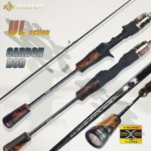 New | Fishing rod | Spinning/Casting rod | Carbon rod | UL action/ XF action | LINE: 2-8LB | length: 1.38M/1.5M/1.68M/1.8M | Cedar solid wood handle | 40T high carbon carbon fiber material |