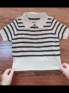 Áo Len Cộc Tay Kẻ 2 KHUY Cổ Bẻ Hàng Quảng Châu - LCXA158