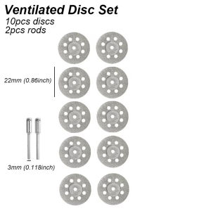 Diamond Cutting Disc Set with Mandrels Rotary Tool Compatible Wheels Hole Non-Hole Abrasive Blades Wood Plastic PVC Ceramic Glass Stone Tile Craft DIY Repair Grinding Trimming Precision Accessories Workshop Hobby Projects Home Studio Kits
