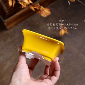 "Scoop Mouth High Rectangular" Warm Selection Miniature Glazed Basin Ceramic Xingyu Micro Bonsai Green Plant High Temperature Color