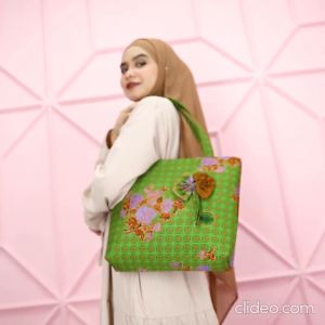 Tas Batik Muslimat NU Hijau Model ToteBag / Tas Ngaji Ibu-ibu Murah / Tas Buat Ngaji Cewek / toot bag