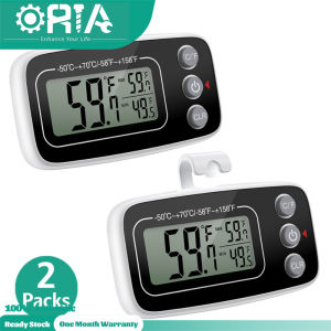 ORIA 4 unit termometer peti sejuk termometer peti sejuk beku Digital dengan belakang paparan LCD fungsi Max/Min 3 pilihan pemasangan untuk dapur rumah restoran