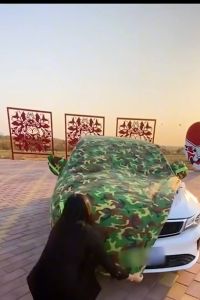 Bạt phủ xe ô tô vải dù quân đội rằn ri chống nóng mưa Loại 3 lớp dày nặng 3kg có khóa kéo mở cửa xe hơi