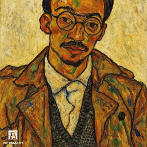 Tranh Nghệ thuật "Người Đàn Ông Đeo Kính Gọng Tròn" VIETSMART ART - Acrylic 60 x 70cm