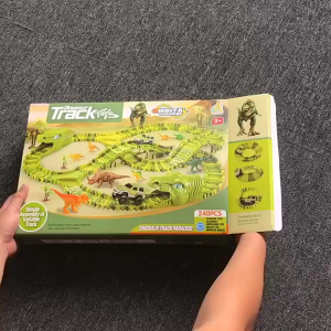🚀Local Delivery🚀T-rex Jurassic Park World Electric Race Car Track Set Assembly Kids Toys for Boys Dinosaur Scene DIY Railway Train