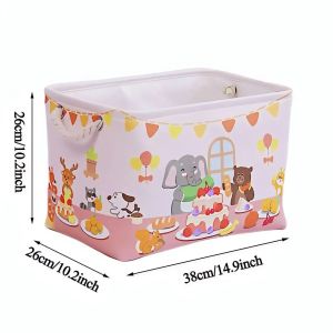 Foldable Canvas Storage Box Cartoon Toy Organizer Basket for Kids Clothes Books Socks Sundries Storage Bin Home Closet Organizer