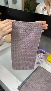 ผ้าเช็ดอุปกรณ์กาแฟ ผ้าขนหนูบาร์ Coffee Cleaning Towel Bar towel ทำความสะอาด อเนกประสงค์ ลายวาฟเฟิล สีเทา pb99