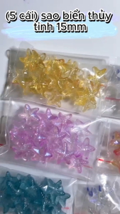 (combo 10 cái)Sao biển thủy tinh 15mm nhiều màu Nguyên liệu làm vòng tay Handmade Nguyên liệu DIY