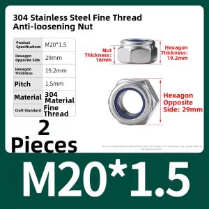 BAIRUITE | Anti-slip Locking Hex Nut 304 316 Stainless Steel and Nylon Self-locking