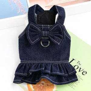 Váy Công Chúa Cho Chó Mèo Teddy Bichon Denim Mùa Hè Có Dây Dẫn Mùa Xuân Thu Quần Áo Cho Chó Mèo Nhỏ Dễ Thương