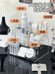 กล่องเก็บเครื่องสำอางอะคริลิกใส ชั้นวางน้ำหอม โต๊ะแต่งหน้า ชั้นวางเครื่องสำอาง กล่องลิปสติก ชั้นวางเครื่องสำอางแบบมองเห็นได้ กล่องเก็บของสำหรับโต๊ะทำงาน