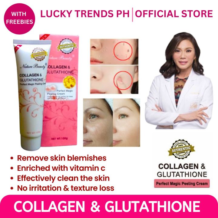 Collagen with Glutathione peeling cream used to clean and brighten the  face, whitening and moisturizing skin care 100g