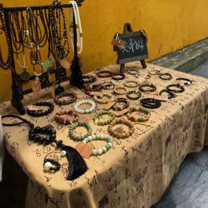 New Chinese Style Calligraphy Cotton Linen Tablecloth Trade Stall Decorations Woven Beads Handmade Craftsmanship Decor