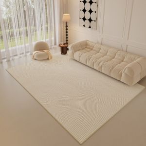 Minimalist Creamy Style Carpet For Living Room Bedroom