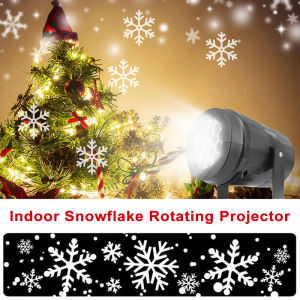 White Snowflake Projection Lights USB Powered Rotating Stage Projector With Christmas Patterns For Holiday Theme Party Decor