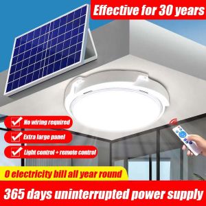 solar ceiling light 2000W solar light outdoor waterproof ip67 tri color ceiling lamp with solar panel lamp original LED waterproof IP67 solar lights buy 1 take 1  with solar panel indoor light automatic night light with remote