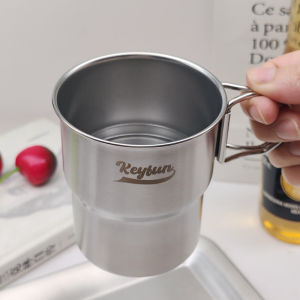 Outdoor Portable Stainless Steel Water Cup Tea Brewing Camping Coffee Cup Lightweight Retro Mugs Simple Ins Style Pure Color