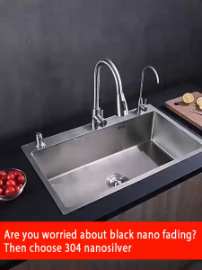 DOKIO 304 Stainless Steel Kitchen Sink 3.0mm makapal Lababo Household Sink Single Tub Silver Modern Sink Stainless for Kitchen Complete Set