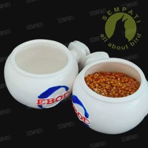 SEMPATI Cepuk Wadah Pakan Minum Burung Fiber Bulat Ebod Jaya Sepasang Cangkir Tempat Makan Makanan Pur Voer Milet Putih Pakan Burung Lovebird Murai Kenari Kacer Cucak Trucuk Dll