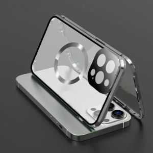 LS | 360° Full Protection Magnetic Case For iPhone 18 17 16 15 14 13 Pro Max Plus 17E16E Magsafe Case Double-Sided Buckle Glass Cover