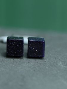 ต่างหูทรงสี่เหลี่ยมจากโลหะสังกะสีแท้ S925 พร้อมหินสีฟ้า Star Blue ต่างหูแบบห่วงแบบใหม่สำหรับผู้หญิง