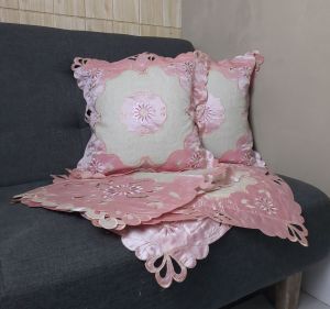 Sarung Bantal Kursi Sofa Set Bordir Organdi Import