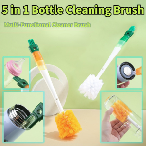 5 in1 Bottle Brush Set Home Long Handle Cup Brush Multi-Functional Detachable Cleaning Brush Head Kitchen Tools