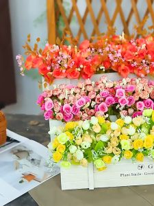 ไม้กกประดิษฐ์รั้วหญ้าดอกไม้กระถางต้นไม้โต๊ะชั้นวางมุมตกแต่งจําลองสีเขียว Ivy Vine ชุดตกแต่งบ้าน