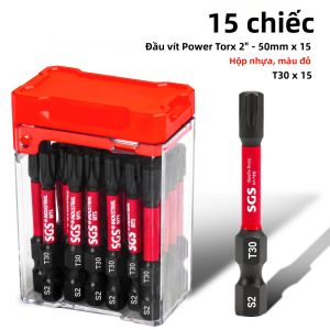 Bộ 15 Mũi Vặn Vít T30 Torx Impact 50mm Thép S2 Từ Tính Mạnh Mạ Phosphate Đen Dùng Cho Máy Khoan Máy Vặn Vít Dụng Cụ Điện