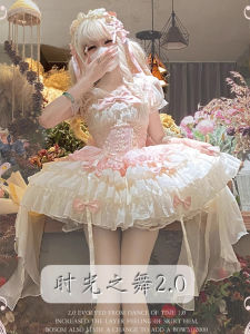 Original Cute Sweet Lolita Ballet Style Strapless Short Dress Dog Pattern Casual Daily Mini Skirt Single Piece Spring Summer Autumn Polyester Fiber