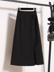 Váy Dài Vừa Phải Cạp Cao Phong Cách Trung Hoa Cho Nữ Mùa Hè 2024 Váy Chữ a Che Bụng Giảm Béo Cho Phụ Nữ Ngoại Cỡ