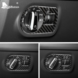 For Audi TT MK2 8J 2007 2008 2009 2010 2011 2012 2013 2014 Soft Carbon Fiber Accessories Car Headlight Switch Control Trim