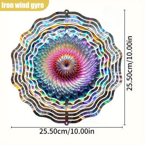 CIFbuy | 1pc 3D Flower Wind Spinner 10in Iridescent Petals 360° Iron Metal for Indoor Outdoor Garden Wedding Christmas Easter Decor