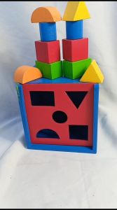 Mainan Kayu Edukasi Anak Kotak Pas MDF Balok Kayu Geometri Montessori Toys