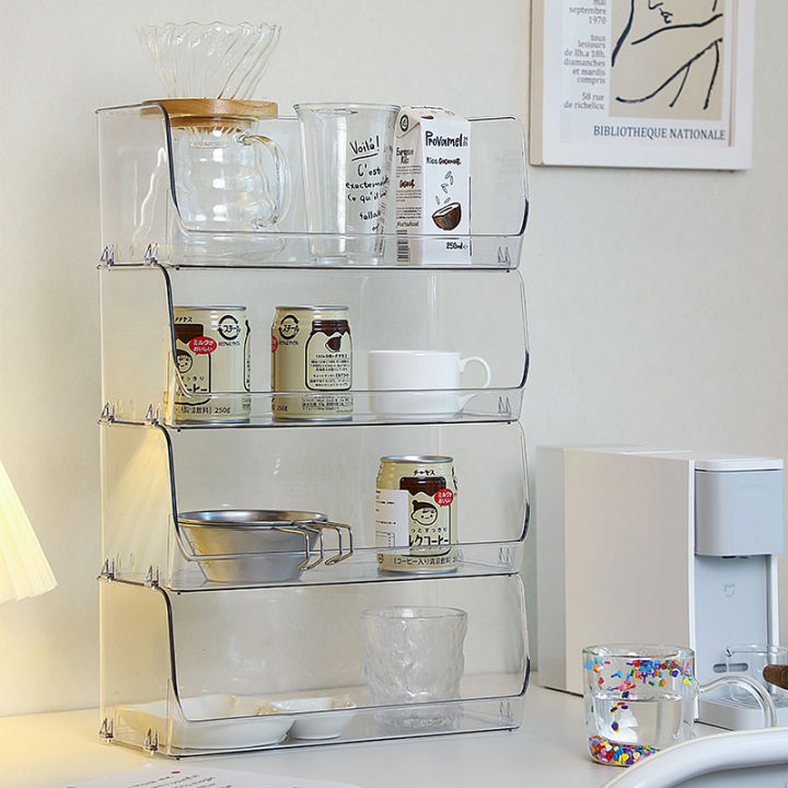 Dining Table Storage Box Acrylic Shelf Table Storage Rack Tea Room Cup Holder Stackable Coffee ...