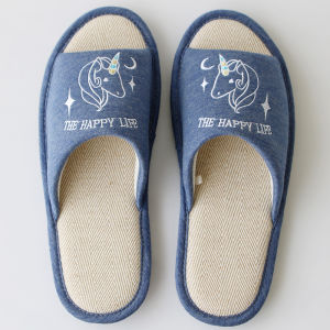 Japanese Style Spring and Summer Four Seasons Linen Slippers Womens Home Indoor Floor Mute Soft Bottom Couple Home Cotton Linen Slippers Men