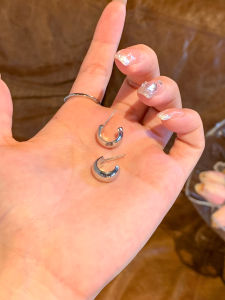 Duducouple S925 Silver Needle Sleeping Womens Earrings Miniature Fashionable Circle Hoops Geometric Pattern Korean Style