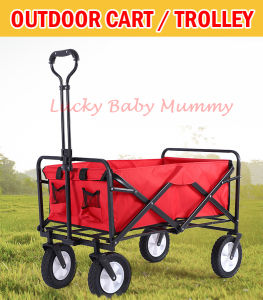 Folding Picnic Cart Camping Wagon Shopping/Outdoor Basket Trolley Beach Luggage Wagons with Wheel / Rainbow